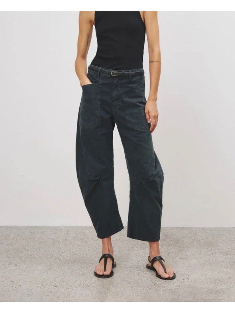 Nili Lotan Shon Utility Barrel Leg Pants 4 Cotton USA Made Boho